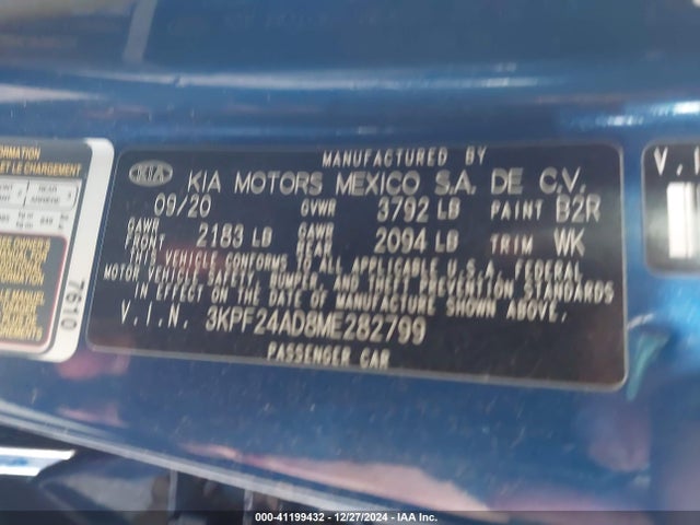 KIA Forte Lxs 2021 3KPF24AD8ME282799 Image 9