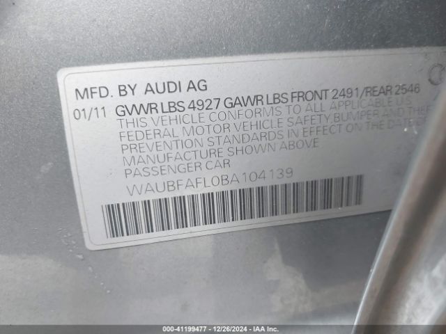 2011 AUDI A4 WAUBFAFL0BA104139 Photo 8