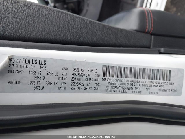 Dodge Durango R/t 2016 1C4SDHCT9GC402948 Image 9