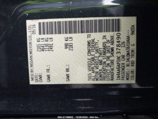 1N4AA6AP1HC378490 Nissan Maxima