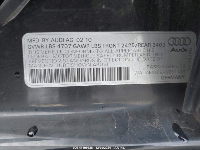 2010 AUDI A4 WAUAFAFL6AN051143 Photo 8