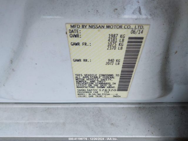 1N4BL3AP7FC126320 Nissan Altima 3.5 Sl