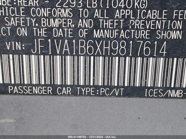 JF1VA1B6XH9817614 Subaru WRX