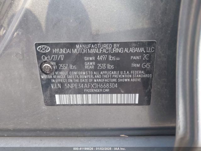 5NPE34AFXJH668304 Hyundai SONATA SEL