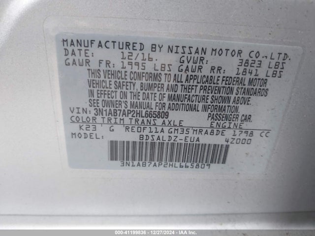 Nissan SENTRA SV 2017 3N1AB7AP2HL665809 Image 9
