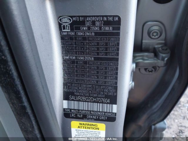 2013 LAND ROVER RANGE ROVER EVOQUE SALVR2BG2DH707604 Photo 8