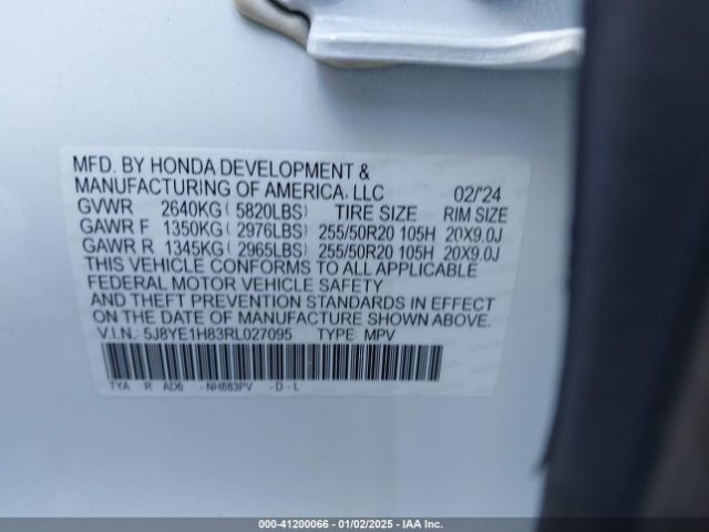 5J8YE1H83RL027095 Acura j35y5