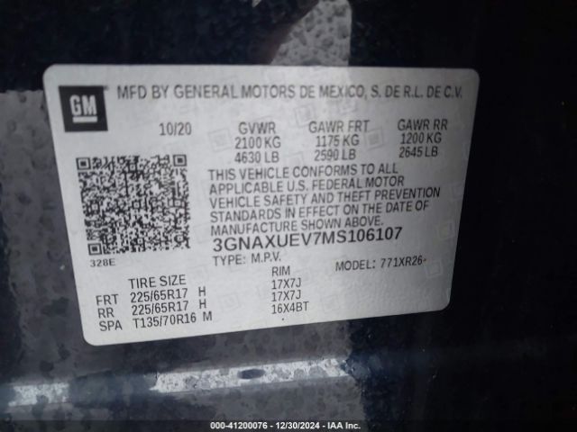 2021 CHEVROLET EQUINOX 3GNAXUEV7MS106107 Photo 8