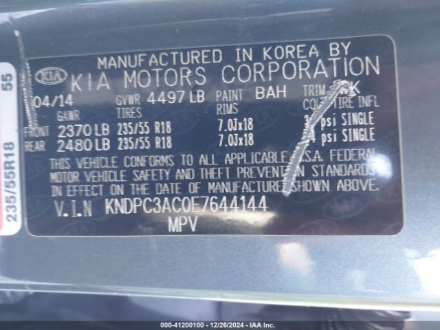 KNDPC3AC0E7644144 KIA Sportage Ex