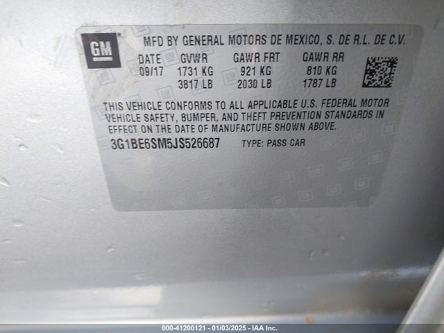 3G1BE6SM5JS526687 Chevrolet Cruze Lt Auto