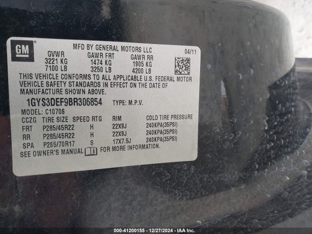 2011 CADILLAC ESCALADE 1GYS3DEF9BR306854 Photo 8