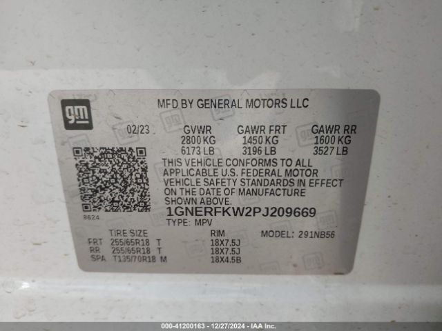 1GNERFKW2PJ209669 Chevrolet Traverse Fwd Ls