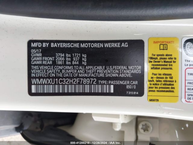 WMWXU1C32H2F78972 Mini Hardtop Cooper