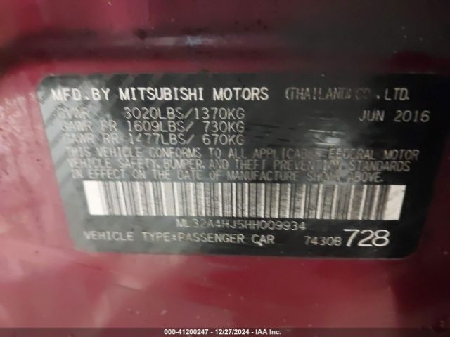 ML32A4HJ5HH009934 Mitsubishi MIRAGE SE
