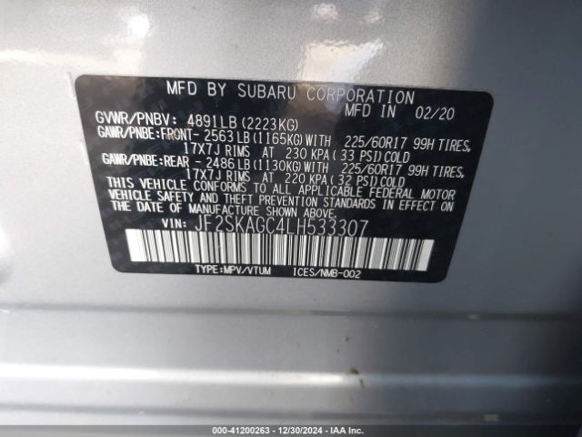 JF2SKAGC4LH533307 Subaru Forester Premium