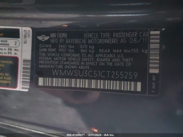 2012 MINI COOPER WMWSU3C51CT255259 Photo 8