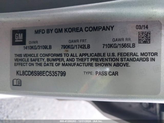 KL8CD6S98EC535799 Chevrolet Spark 1lt Auto