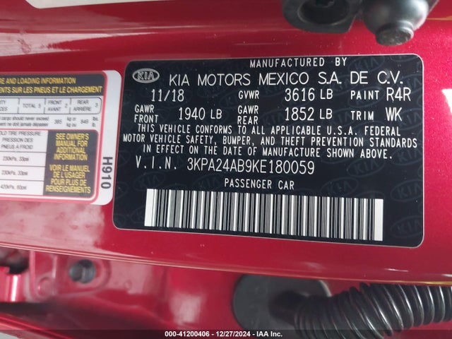 KIA RIO S 2019 3KPA24AB9KE180059 Image 9