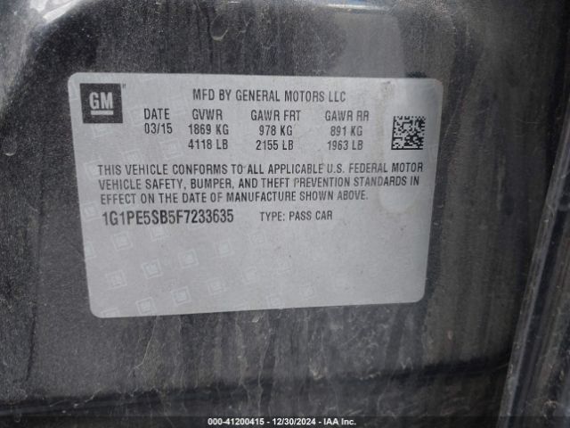 1G1PE5SB5F7233635 Chevrolet Cruze 2lt Auto