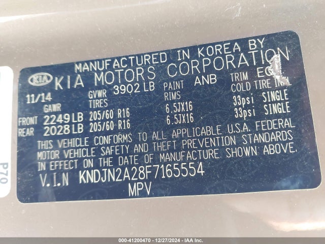KIA Soul 2015 KNDJN2A28F7165554 Image 9