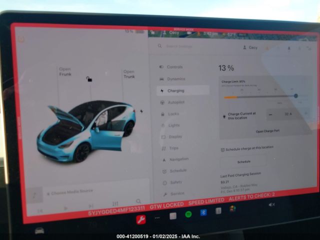 5YJYGDED4MF123311 Tesla Model Y Standard Range Rear-wheel Drive