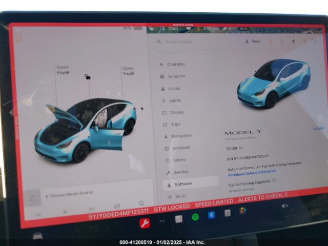 5YJYGDED4MF123311 Tesla Model Y Standard Range Rear-wheel Drive