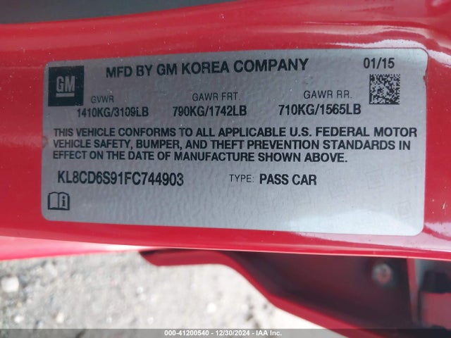 Chevrolet Spark 1lt Cvt 2015 KL8CD6S91FC744903 Image 9