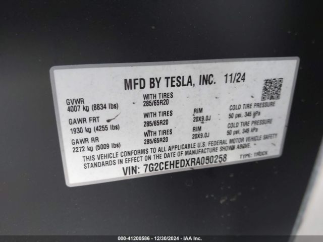 7G2CEHEDXRA050258 Tesla Cybertruck All-wheel Drive