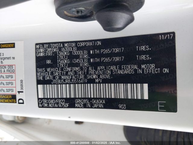 JTEBU5JR8J5516419 Toyota 4RUNNER SR5