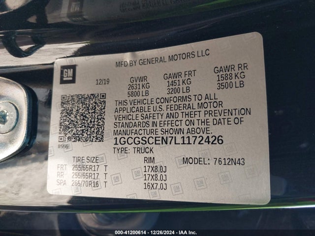 1GCGSCEN7L1172426 Chevrolet Colorado 2wd  Short Box Lt