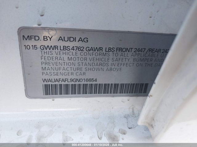 WAUAFAFL9GN016654 Audi A4 2.0t Premium