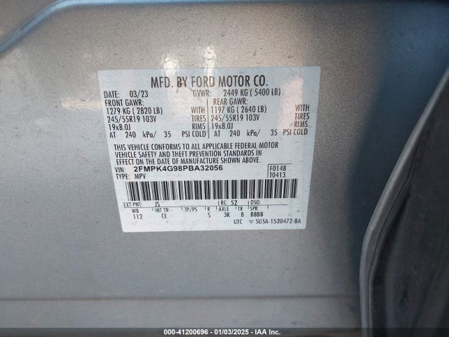 2FMPK4G98PBA32056 Ford EDGE SE