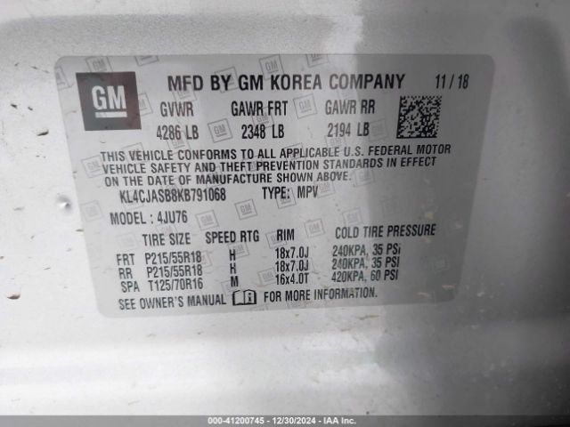 KL4CJASB8KB791068 Buick Encore Fwd Preferred