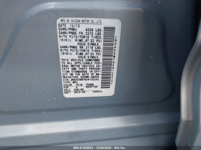 JN8AS5MT6EW100242 Nissan Rogue Select S