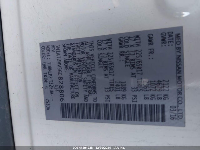 Nissan ROGUE S 2016 5N1AT2MV5GC828806 Image 9