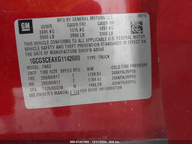 1GCGSCEAXG1142680 Chevrolet Colorado Lt