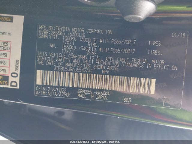 2018 TOYOTA 4RUNNER JTEBU5JR6J5542341 Photo 8