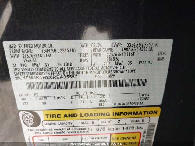 Ford Expedition Xlt Max 2024 1FMJK1H8XREA35557 Image 9