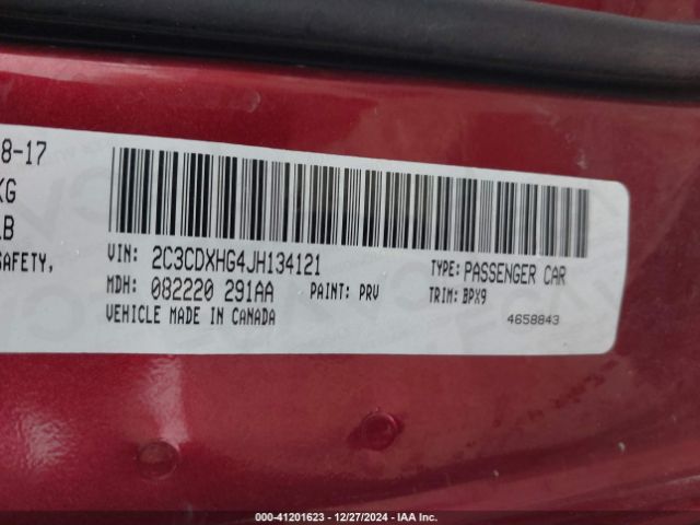 2C3CDXHG4JH134121 Dodge Charger Sxt Plus Rwd