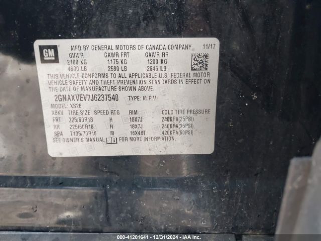 2GNAXVEV7J6237540 Chevrolet Equinox Premier