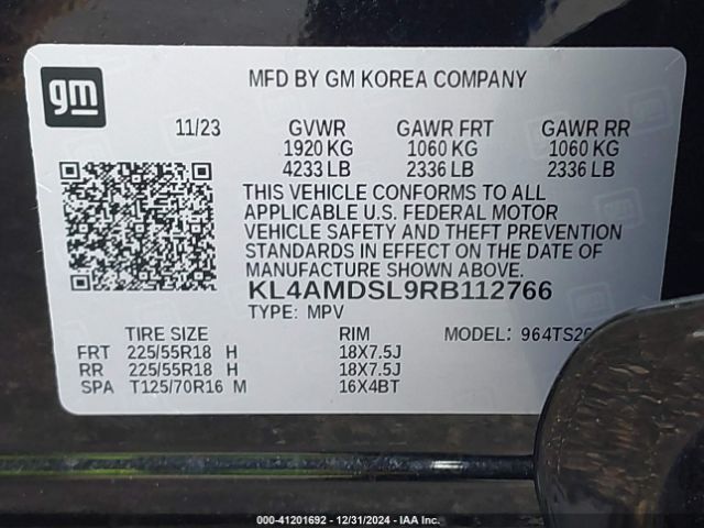 KL4AMDSL9RB112766 Buick Encore Gx Sport Touring Fwd