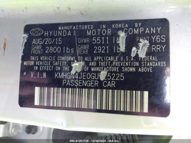 KMHGN4JE0GU125225 Hyundai Genesis 3.8