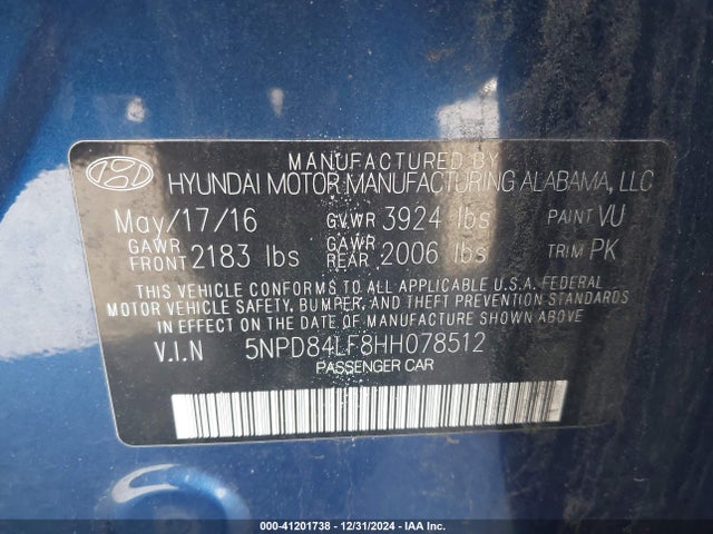 Hyundai ELANTRA SE 2017 5NPD84LF8HH078512 Image 9