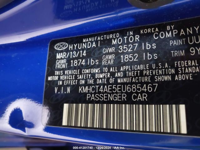 KMHCT4AE5EU685467 Hyundai ACCENT GLS