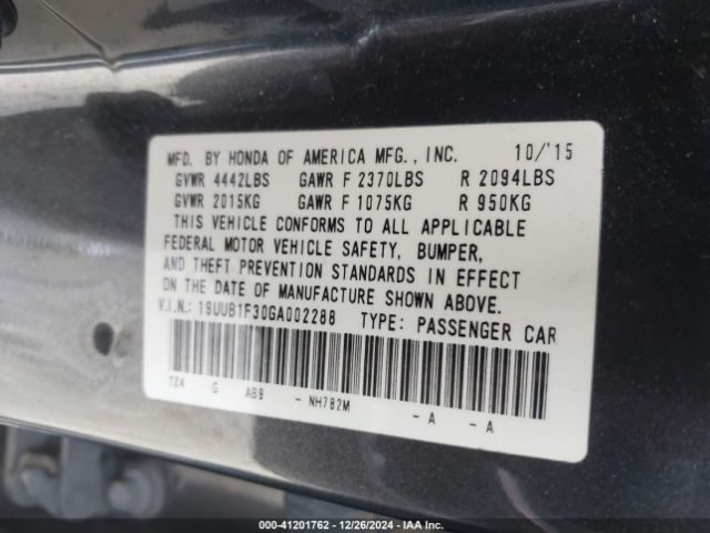 19UUB1F30GA002288 Acura TLX