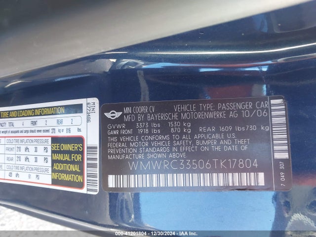 2006 MINI COOPER WMWRC33506TK17804 Photo 8