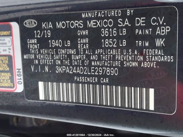 3KPA24AD2LE297890 KIA RIO S