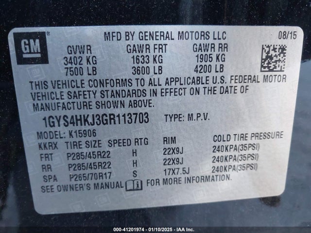 2016 CADILLAC ESCALADE ESV 1GYS4HKJ3GR113703 Photo 8