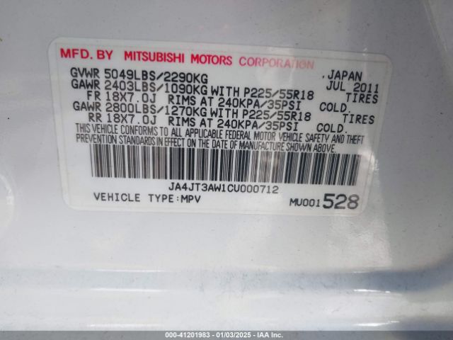 2012 MITSUBISHI OUTLANDER JA4JT3AW1CU000712 Photo 8
