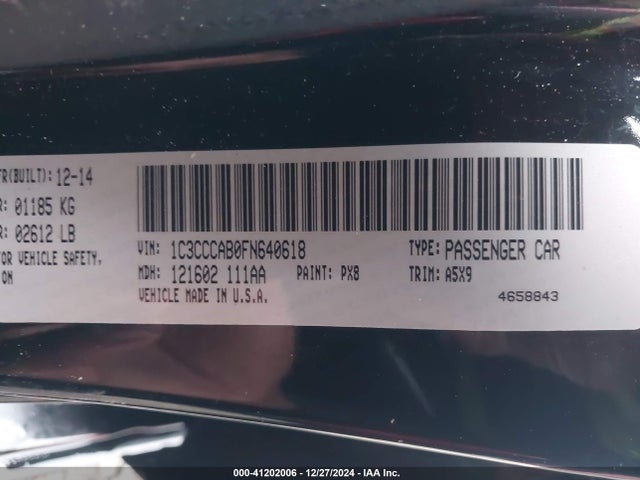 1C3CCCAB0FN640618 Chrysler 200 Limited